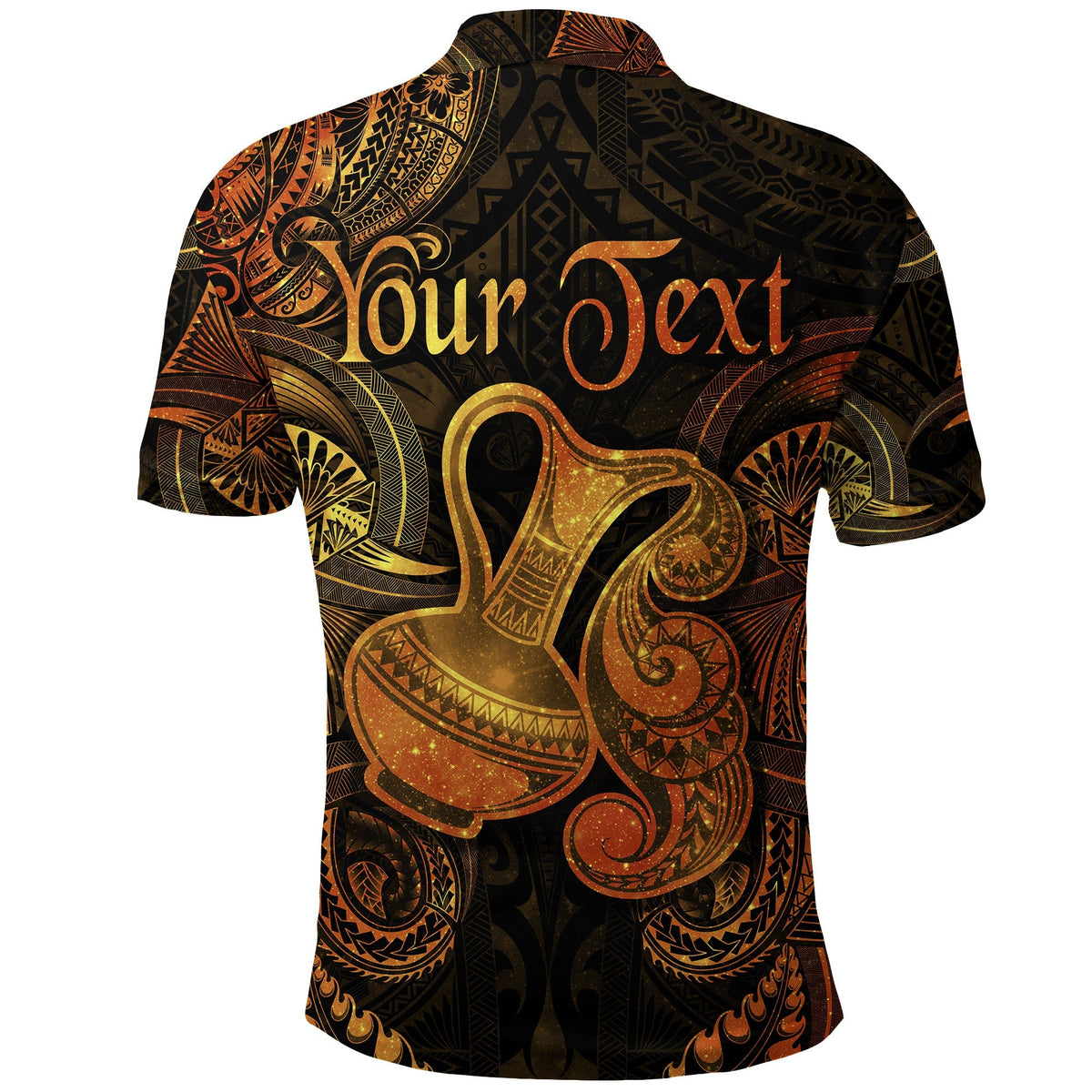 Custom Aquarius Zodiac Polynesian Polo Shirt Unique Style Gold LT8 - Wonder Print Shop
