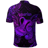 Aquarius Zodiac Polynesian Polo Shirt Unique Style Purple LT8 - Wonder Print Shop