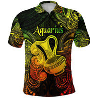 Custom Aquarius Zodiac Polynesian Polo Shirt Unique Style Reggae LT8 - Wonder Print Shop