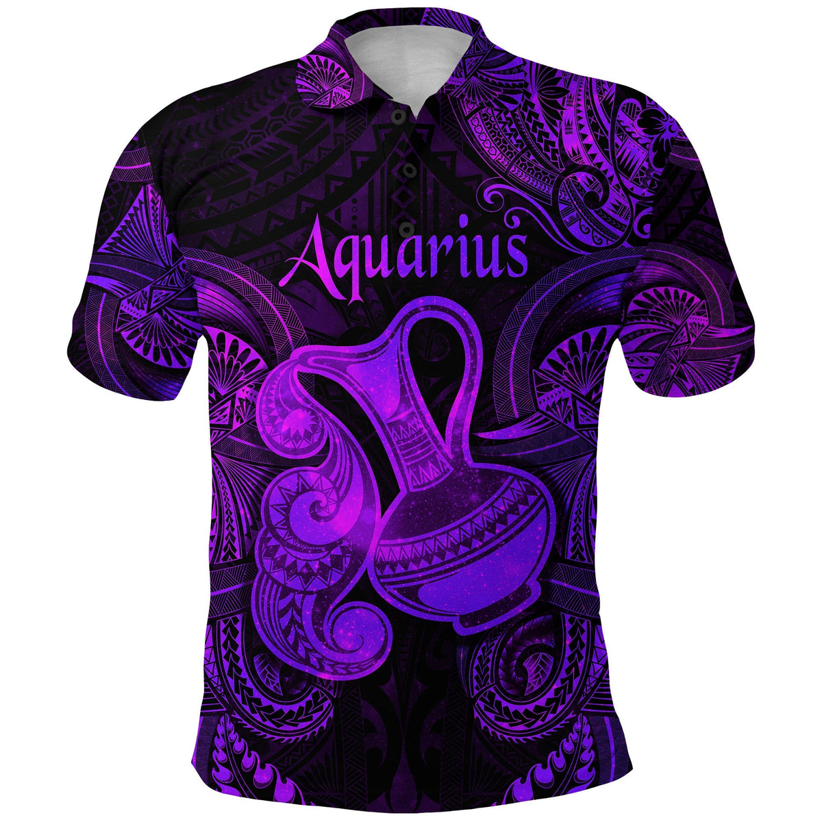 Custom Aquarius Zodiac Polynesian Polo Shirt Unique Style Purple LT8 - Wonder Print Shop