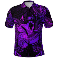Custom Aquarius Zodiac Polynesian Polo Shirt Unique Style Purple LT8 - Wonder Print Shop