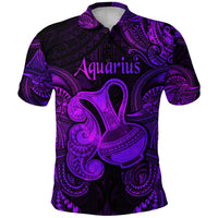 Aquarius Zodiac Polynesian Polo Shirt Unique Style Purple LT8 - Wonder Print Shop