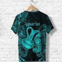 Aquarius Zodiac Polynesian T Shirt Unique Style Turquoise LT8 - Wonder Print Shop
