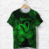 Custom Aquarius Zodiac Polynesian T Shirt Unique Style Green LT8 - Wonder Print Shop
