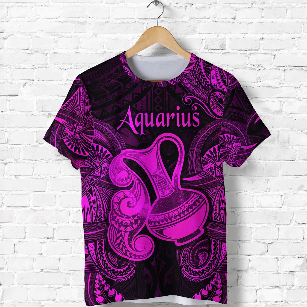 Aquarius Zodiac Polynesian T Shirt Unique Style Pink LT8 - Wonder Print Shop
