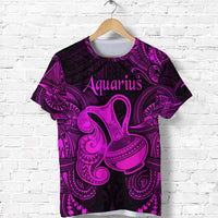 Custom Aquarius Zodiac Polynesian T Shirt Unique Style Pink LT8 - Wonder Print Shop