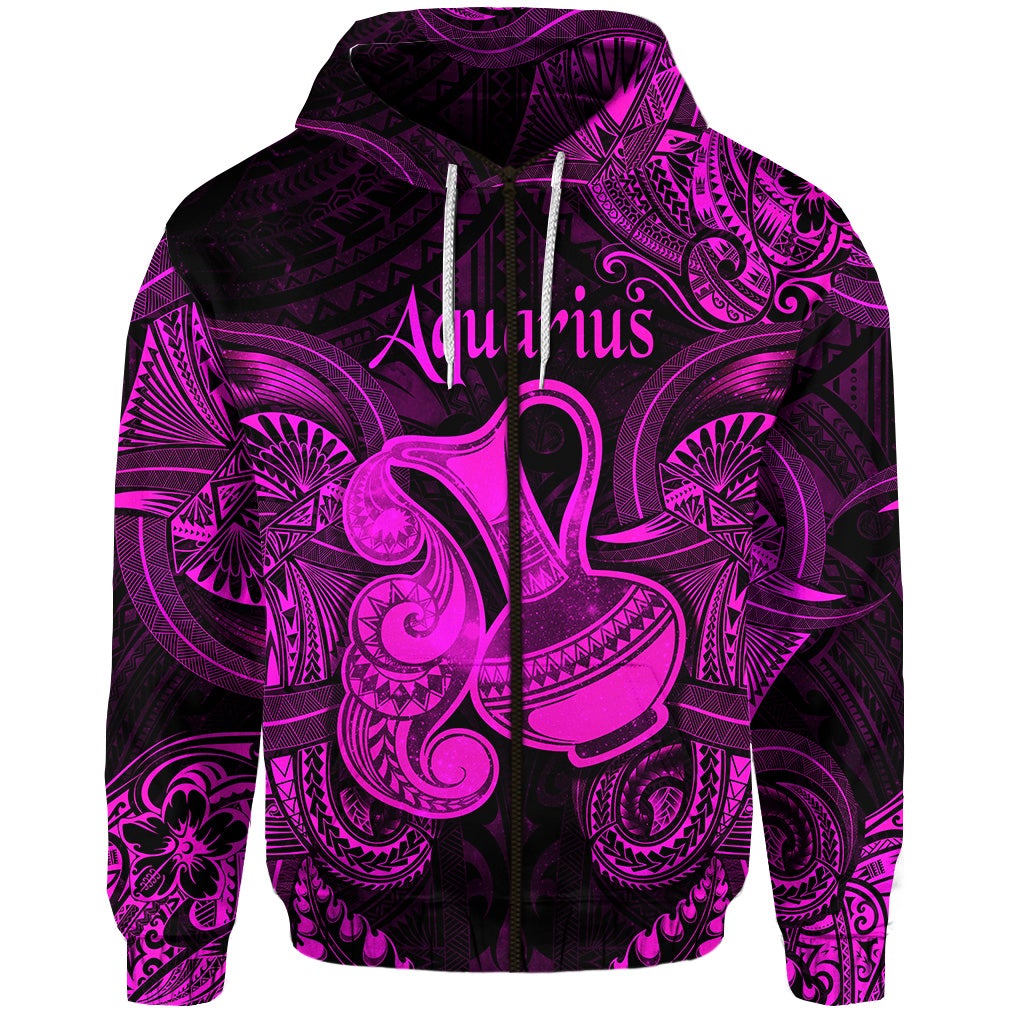 custom-personalised-aquarius-zodiac-polynesian-zip-hoodie-unique-style-pink