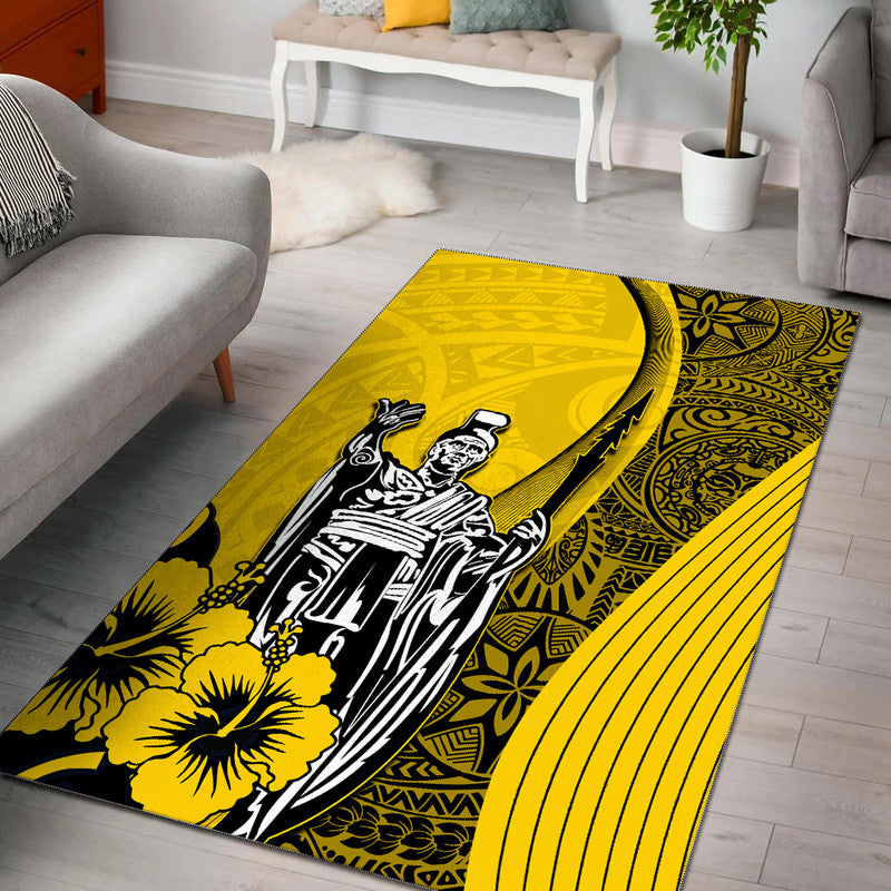 Hawaiian King Kamehameha Area Rug Vibe Yellow Style LT6 - Wonder Print Shop