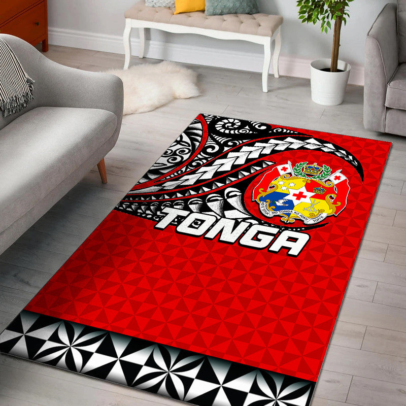 Tonga Area Rug Polynesian Tattoo LT6 - Wonder Print Shop