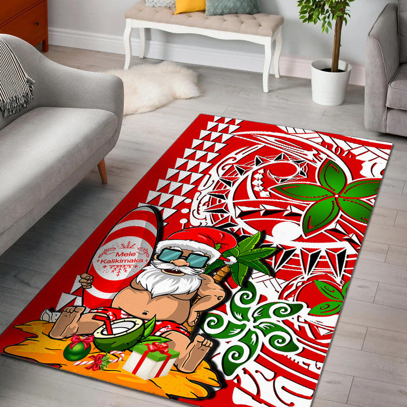 Hawaii Mele Kalikimaka Santa Claus Beach Area Rug LT6 - Wonder Print Shop
