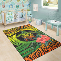 Polynesian Turtle Area Rug Circle Turtle Hibiscus Reggae LT9 - Wonder Print Shop