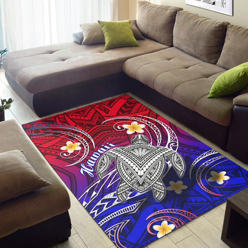 Hawaii Area Rug Hawaiian Turtle Plumeria Mixed Polynesian Style LT9 - Wonder Print Shop