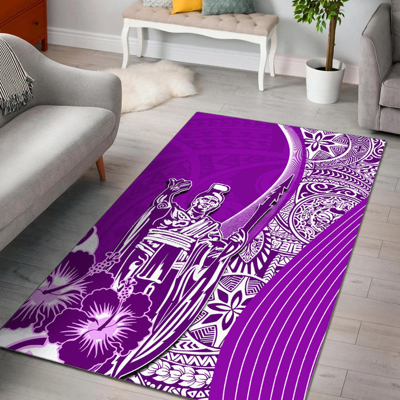 Hawaiian King Kamehameha Area Rug Vibe Purple Style LT6 - Wonder Print Shop