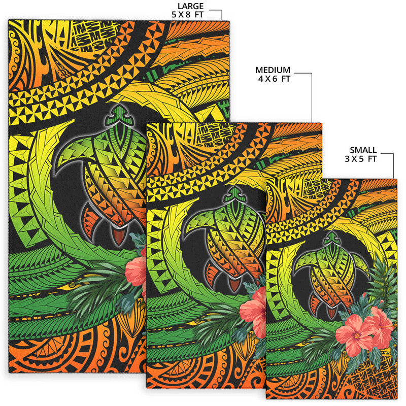 Polynesian Turtle Area Rug Circle Turtle Hibiscus Reggae LT9 - Wonder Print Shop