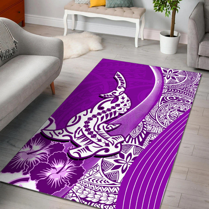 Hawaiian Shark Polynesian Area Rug Vibe Purple Style LT6 - Wonder Print Shop