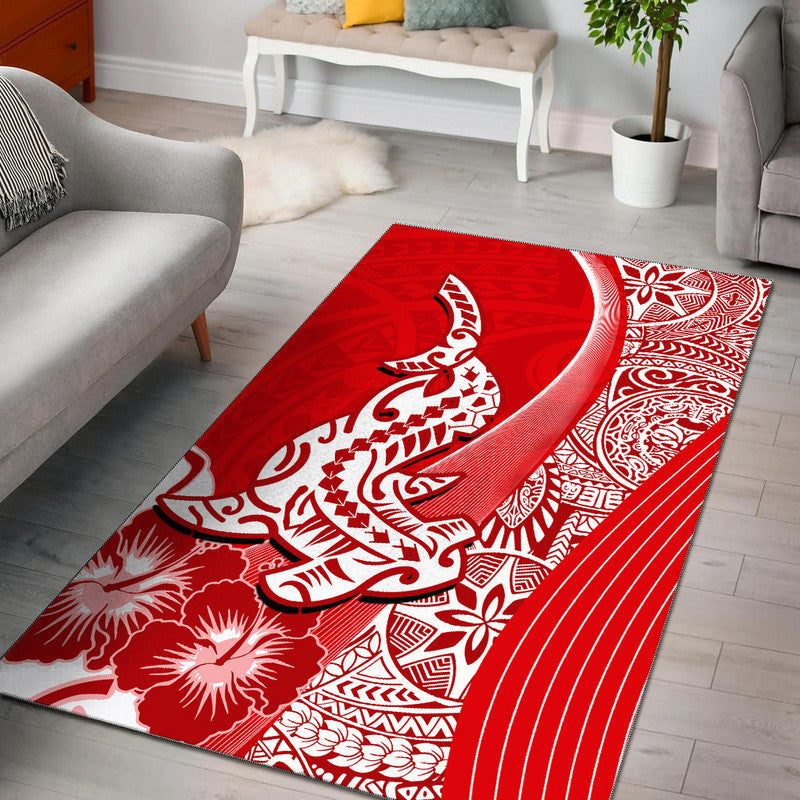 Hawaiian Shark Polynesian Area Rug Vibe Red Style LT6 - Wonder Print Shop