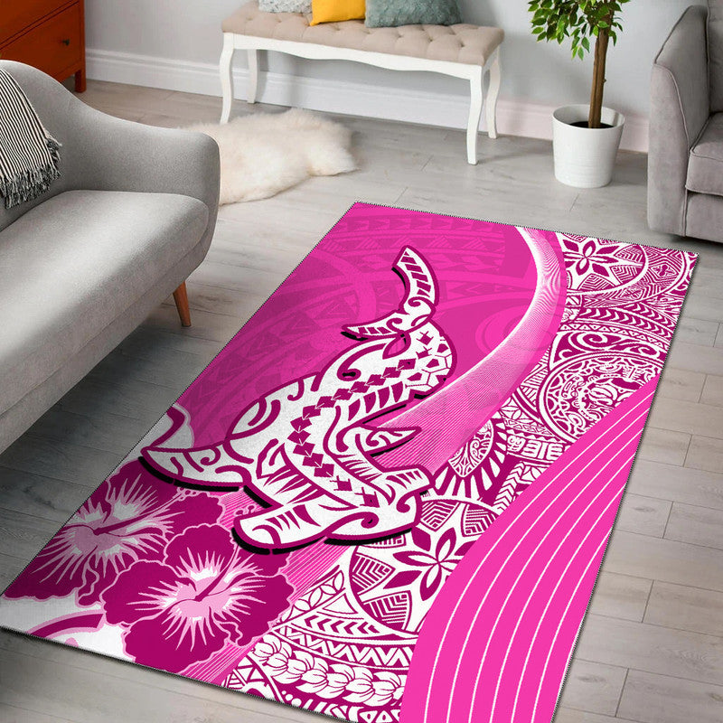 Hawaiian Shark Polynesian Area Rug Vibe Pink Style LT6 - Wonder Print Shop