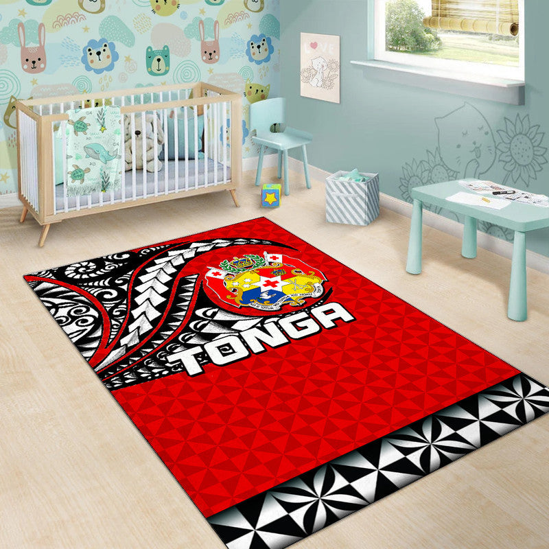 Tonga Area Rug Polynesian Tattoo LT6 - Wonder Print Shop