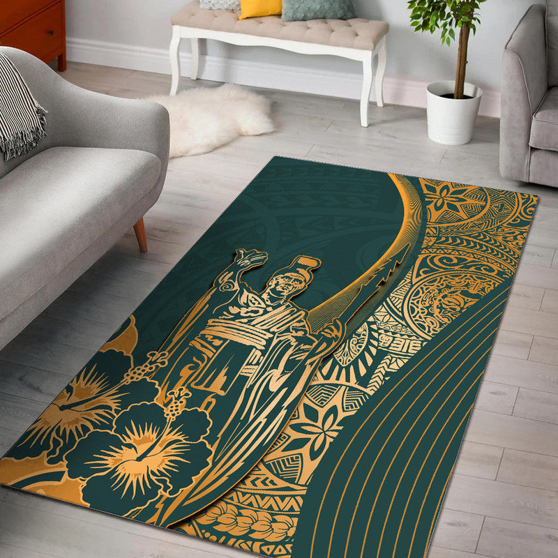 Hawaiian King Kamehameha Area Rug Vibe Green Style LT6 - Wonder Print Shop