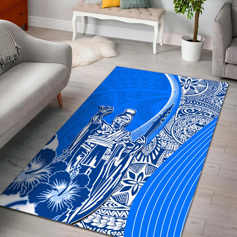 Hawaiian King Kamehameha Area Rug Vibe Blue Style LT6 - Wonder Print Shop