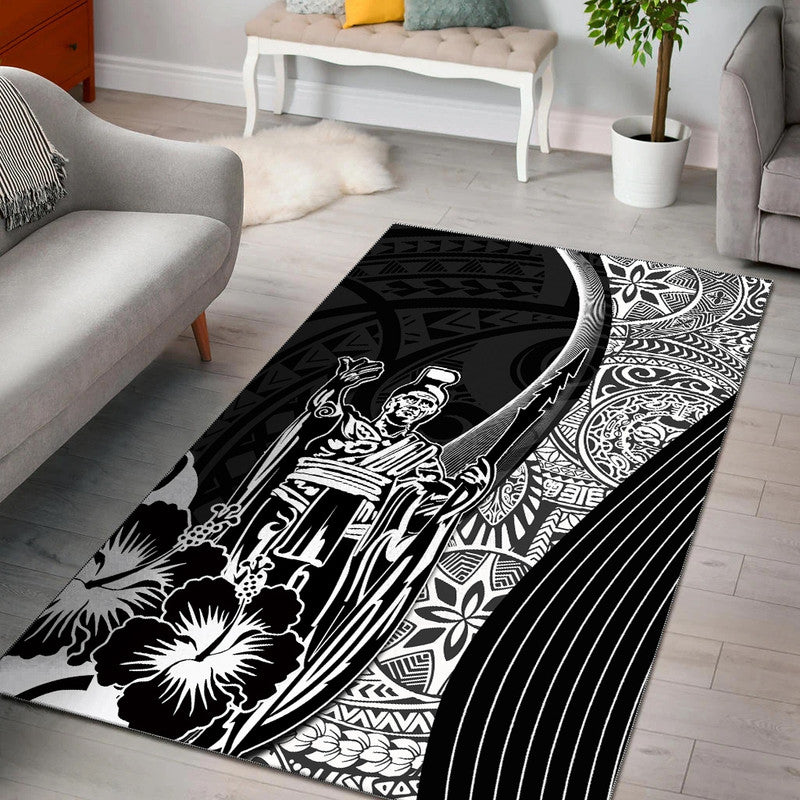 Hawaiian King Kamehameha Area Rug Vibe Black Style LT6 - Wonder Print Shop