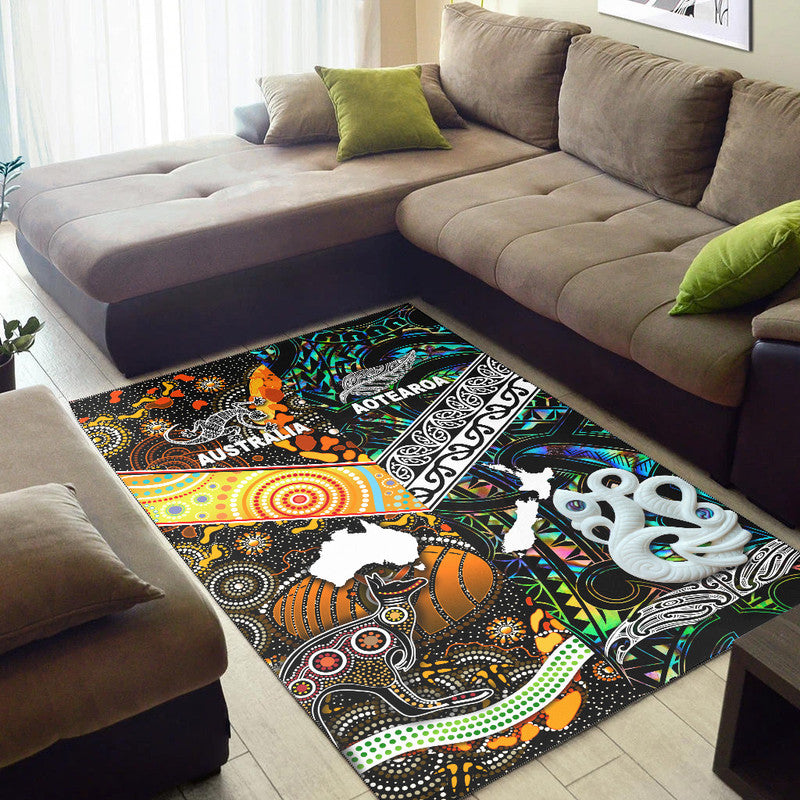 New Zealand Maori Aotearoa and Australia Aboriginal Area Rug Together Paua Shell LT8 - Wonder Print Shop