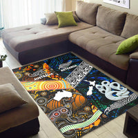 New Zealand Maori Aotearoa and Australia Aboriginal Area Rug Together Blue LT8 - Wonder Print Shop