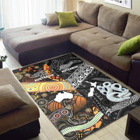 New Zealand Maori Aotearoa and Australia Aboriginal Area Rug Together Black LT8 - Wonder Print Shop
