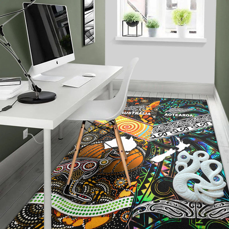 New Zealand Maori Aotearoa and Australia Aboriginal Area Rug Together Paua Shell LT8 - Wonder Print Shop