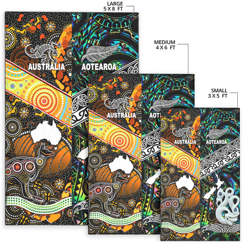 New Zealand Maori Aotearoa and Australia Aboriginal Area Rug Together Paua Shell LT8 - Wonder Print Shop