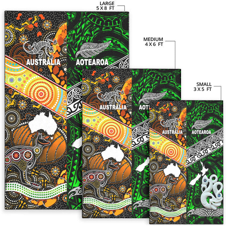 New Zealand Maori Aotearoa and Australia Aboriginal Area Rug Together Green LT8 - Wonder Print Shop