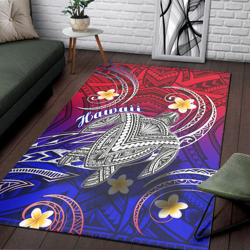Hawaii Area Rug Hawaiian Turtle Plumeria Mixed Polynesian Style LT9 - Wonder Print Shop