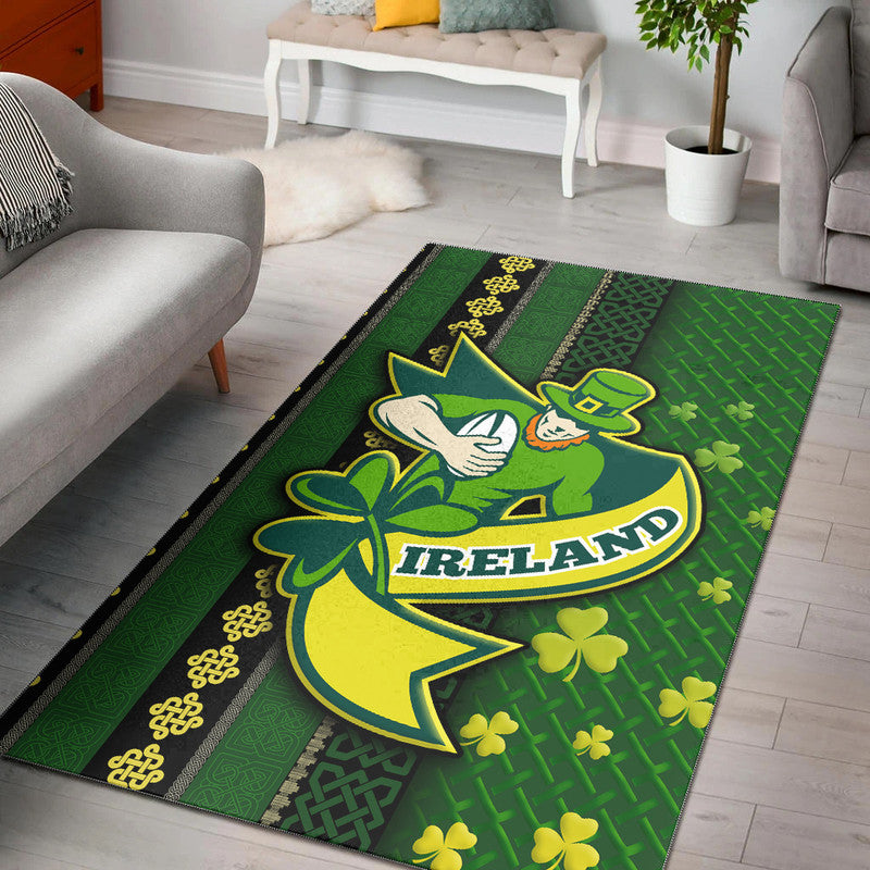 Ireland Celtic Knot Rugby Area Rug Irish Gold and Green Pattern LT9 - Wonder Print Shop