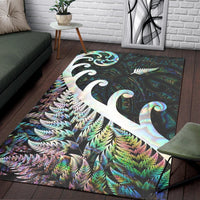 New Zealand Rugby Maori Area Rug Silver Fern Koru Vibes Paua Shell LT8 - Wonder Print Shop
