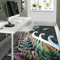 New Zealand Rugby Maori Area Rug Silver Fern Koru Vibes Paua Shell LT8 - Wonder Print Shop