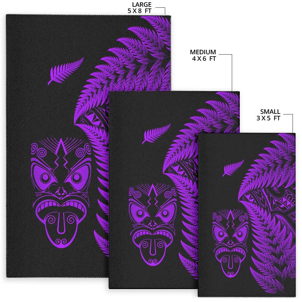 New Zealand Haka Rugby Maori Area Rug Silver Fern Vibes Purple LT8 - Wonder Print Shop