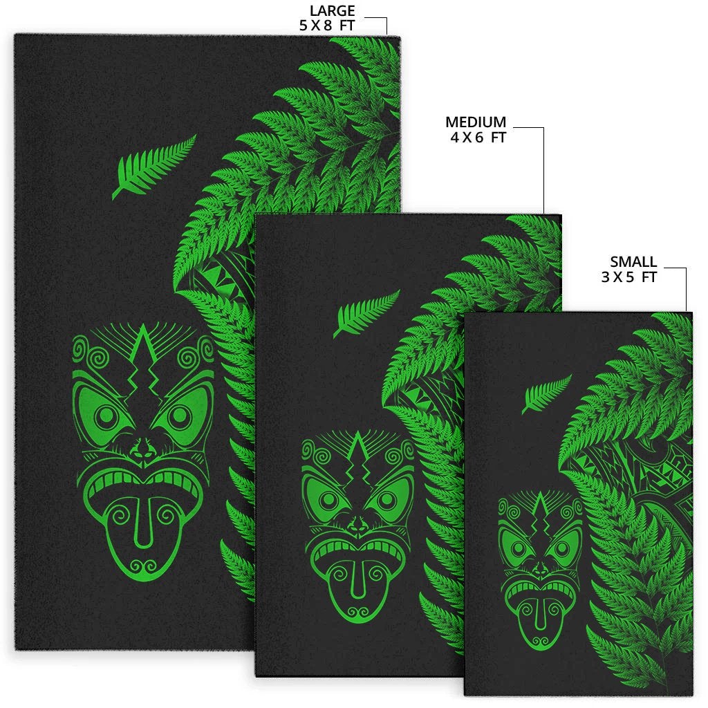 New Zealand Haka Rugby Maori Area Rug Silver Fern Vibes Green LT8 - Wonder Print Shop