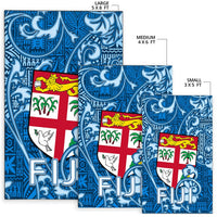 Fiji Area Rug Tapa Patterns Blue Style LT6 - Wonder Print Shop