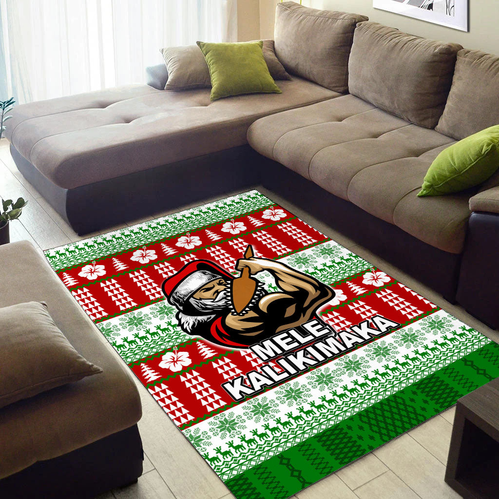 Hawaiian Santa Claus Warrior Area Rug Christmas LT6 - Wonder Print Shop