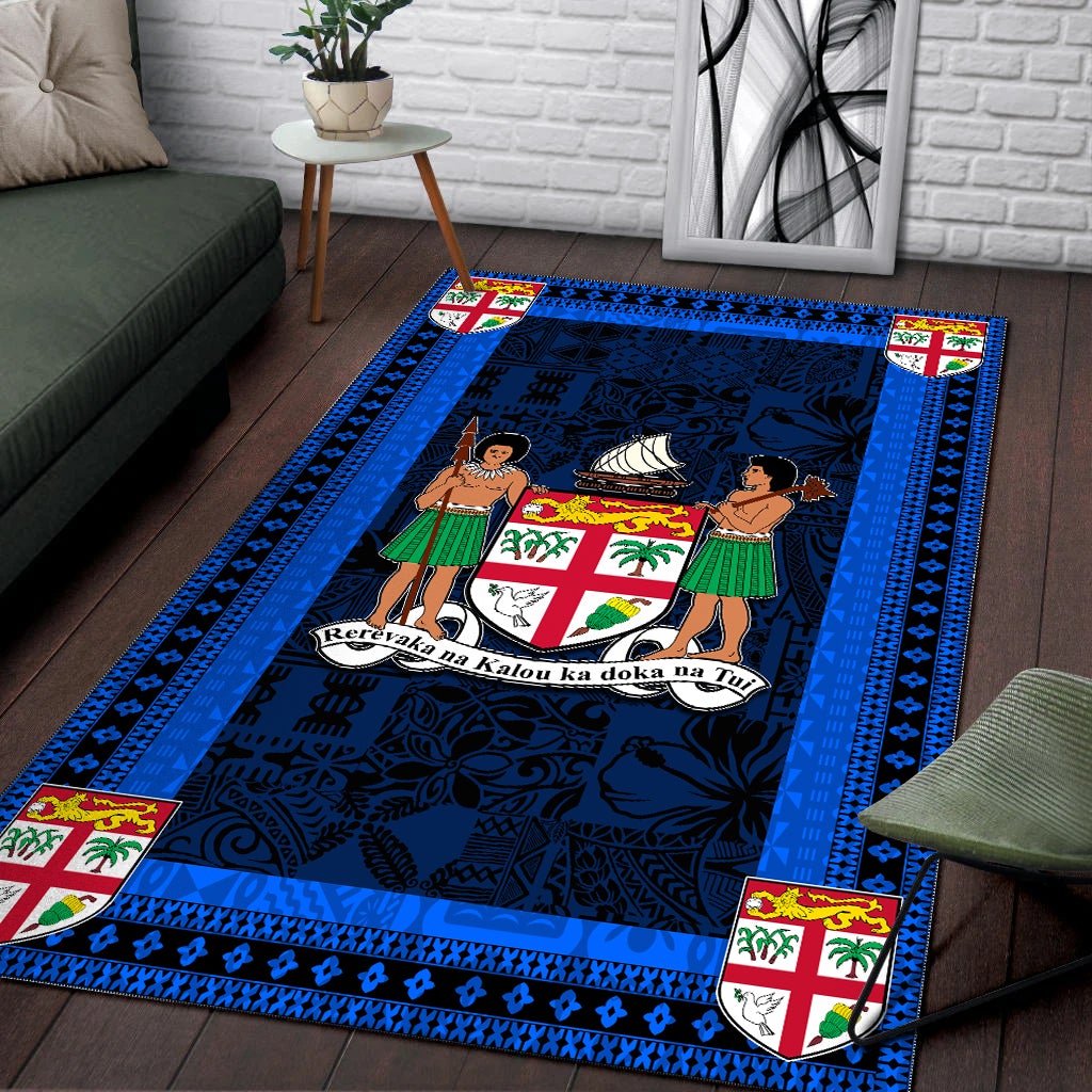 Fiji Area Rug Black And Blue Style No.1 LT6 - Wonder Print Shop