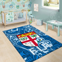 Fiji Area Rug Tapa Patterns Blue Style LT6 - Wonder Print Shop