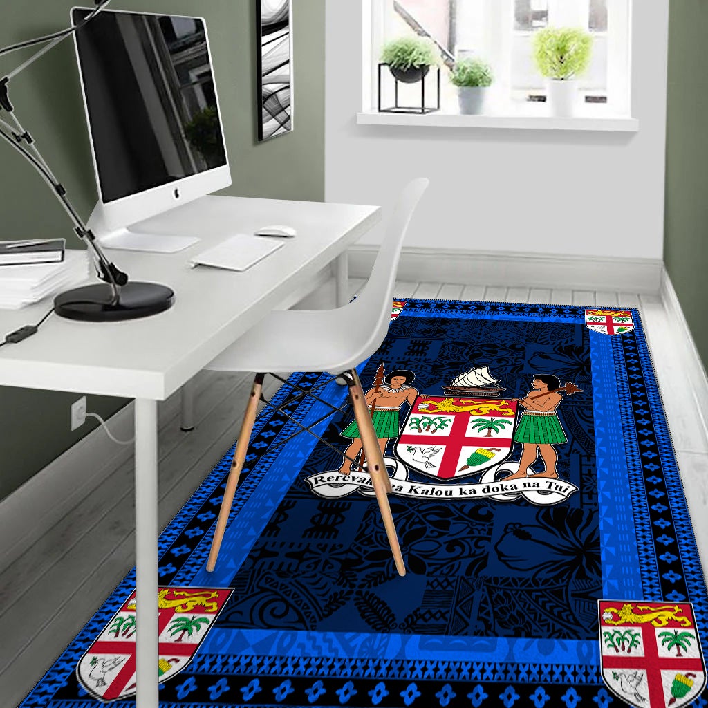 Fiji Area Rug Black And Blue Style No.1 LT6 - Wonder Print Shop
