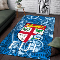 Fiji Area Rug Tapa Patterns Blue Style LT6 - Wonder Print Shop