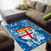Fiji Area Rug Tapa Patterns Blue Style LT6 - Wonder Print Shop