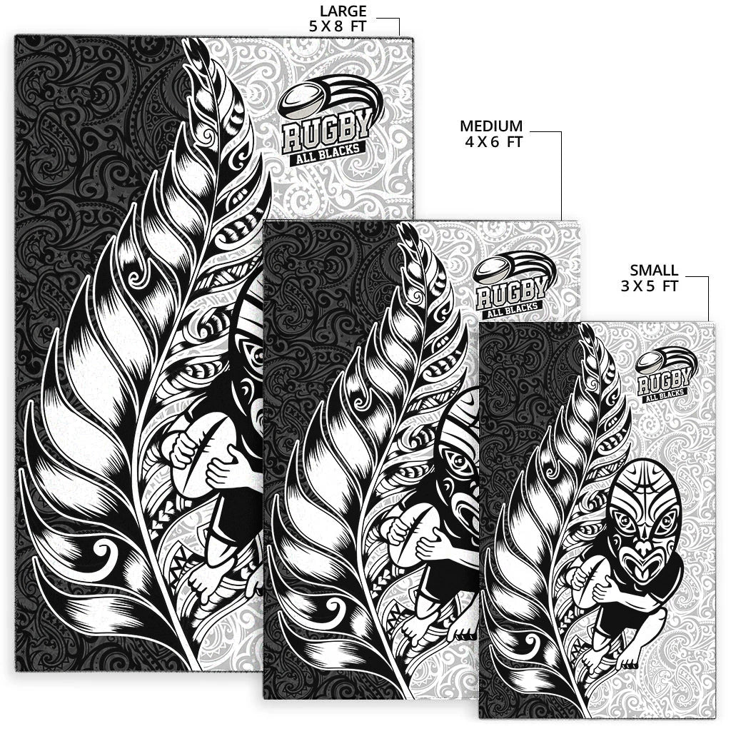 New Zealand Maori All Black Rugby Area Rug LT2 - Wonder Print Shop