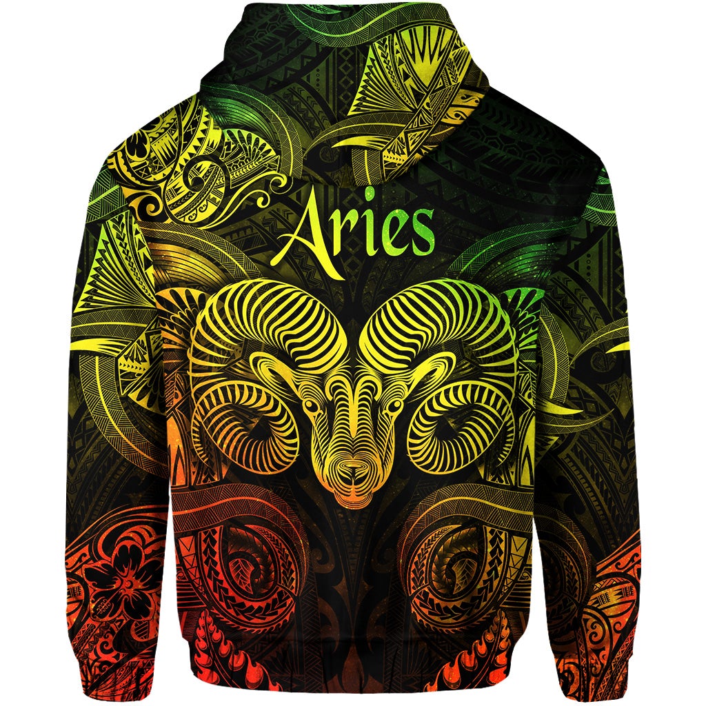 Aries Zodiac Polynesian Hoodie Unique Style Reggae LT8 - Wonder Print Shop