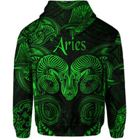 Aries Zodiac Polynesian Hoodie Unique Style Green LT8 - Wonder Print Shop