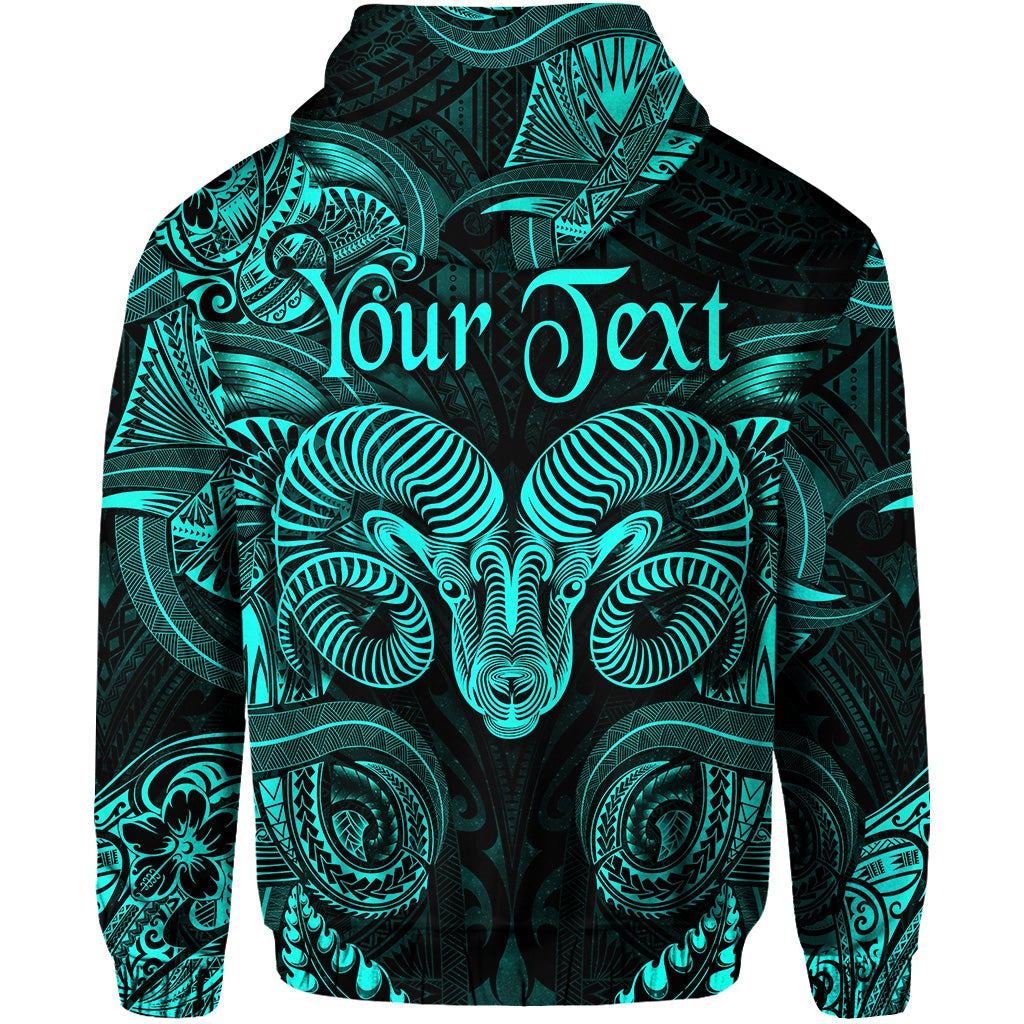 Custom Aries Zodiac Polynesian Zip Hoodie Unique Style Turquoise LT8 - Wonder Print Shop