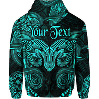 Custom Aries Zodiac Polynesian Zip Hoodie Unique Style Turquoise LT8 - Wonder Print Shop