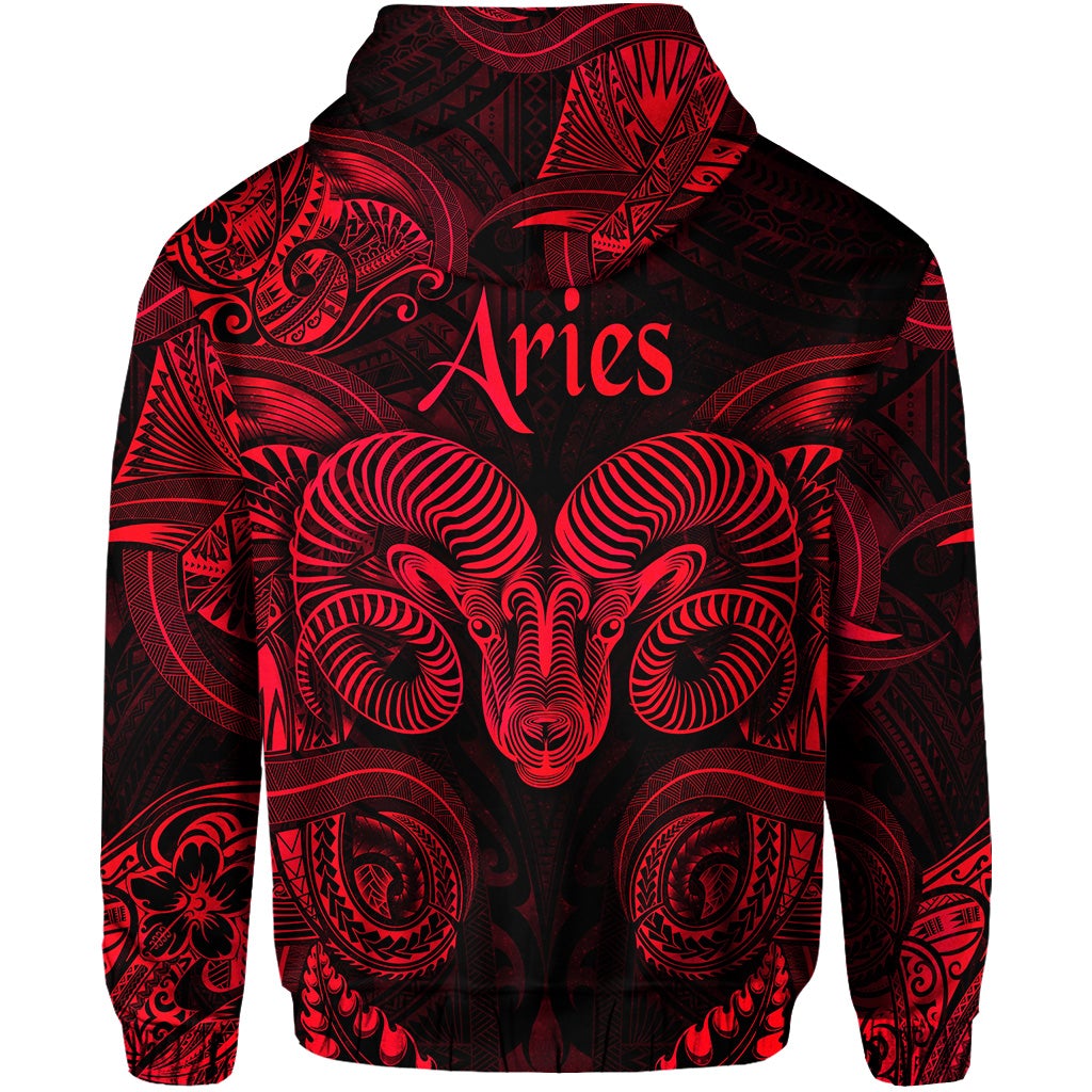 Aries Zodiac Polynesian Hoodie Unique Style Red LT8 - Wonder Print Shop